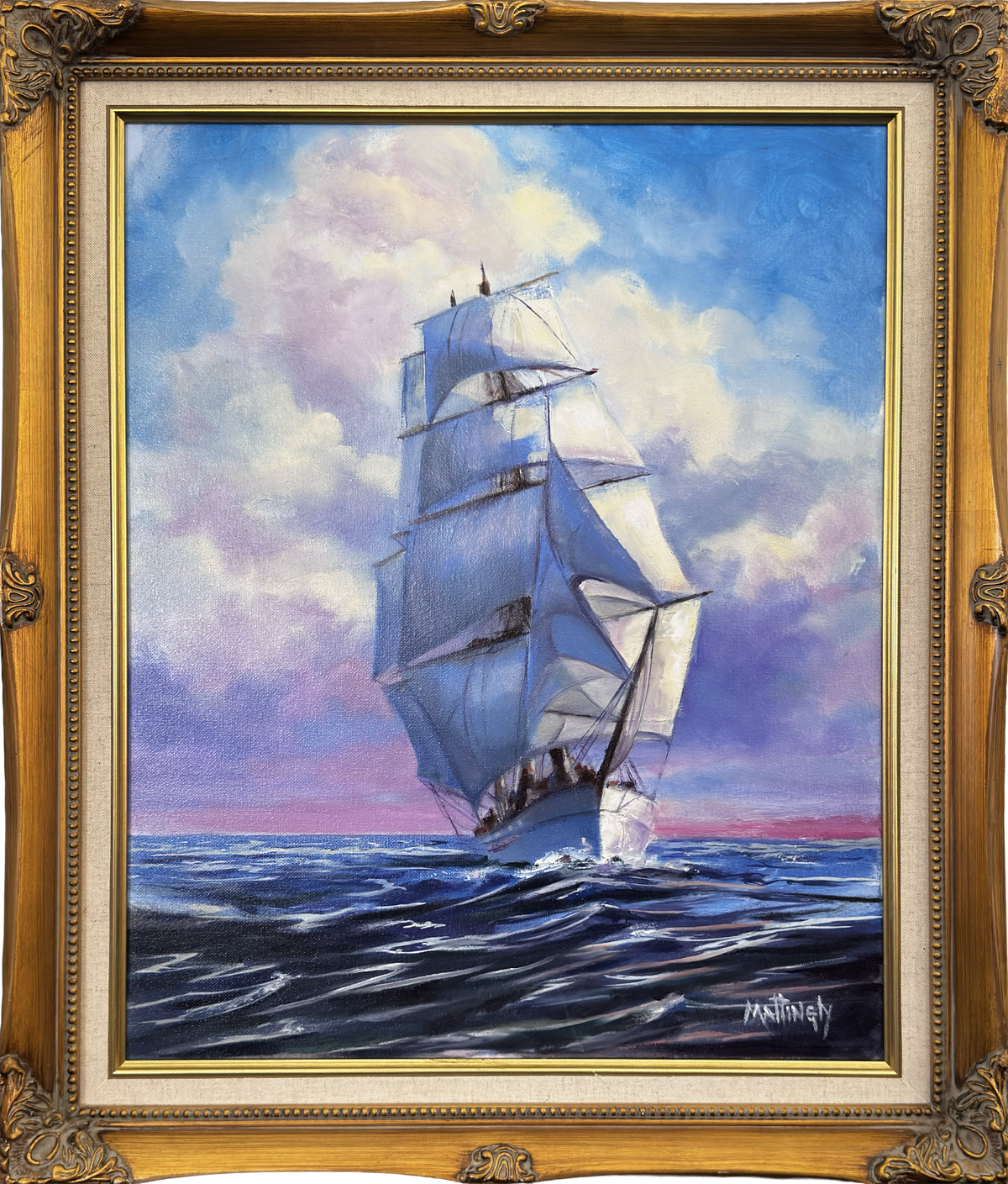 Full Sail, original framed oil painting by George Mattingly