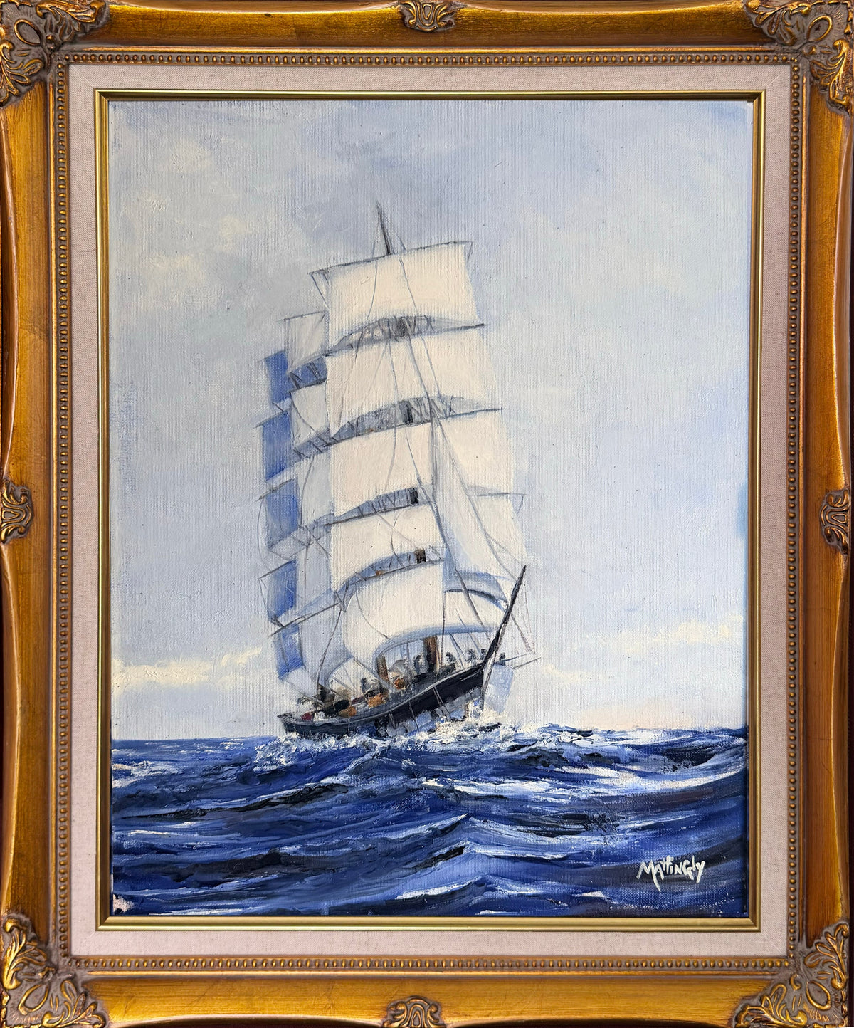 Windjammer, original framed oil painting by George Mattingly